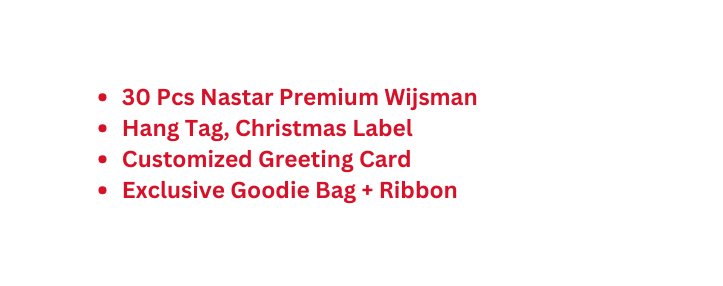 30 Pcs Nastar Premium Wijsman Hang Tag Christmas Label Customized Greeting Card Exclusive Goodie Bag Ribbon